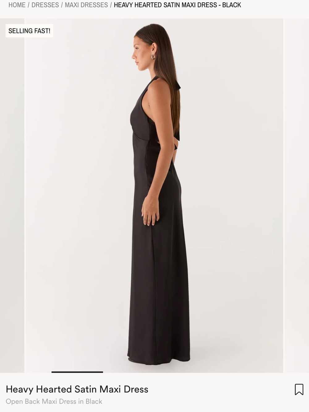 Peppermayo Black Satin Halter Maxi Dress - Picture 2 of 5